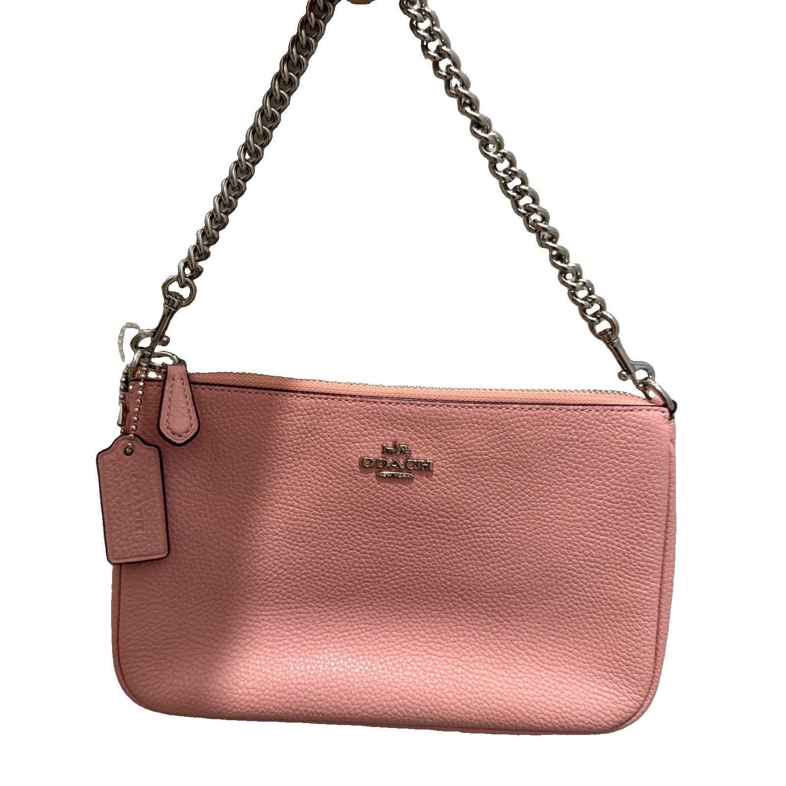 Coach Handbag Pouch Shoulder Pink Peach Bag Removable Handle Excellent